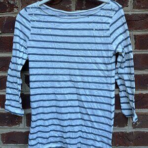 Old Navy Striped 3/4 Sleeve Shirt with Sequence